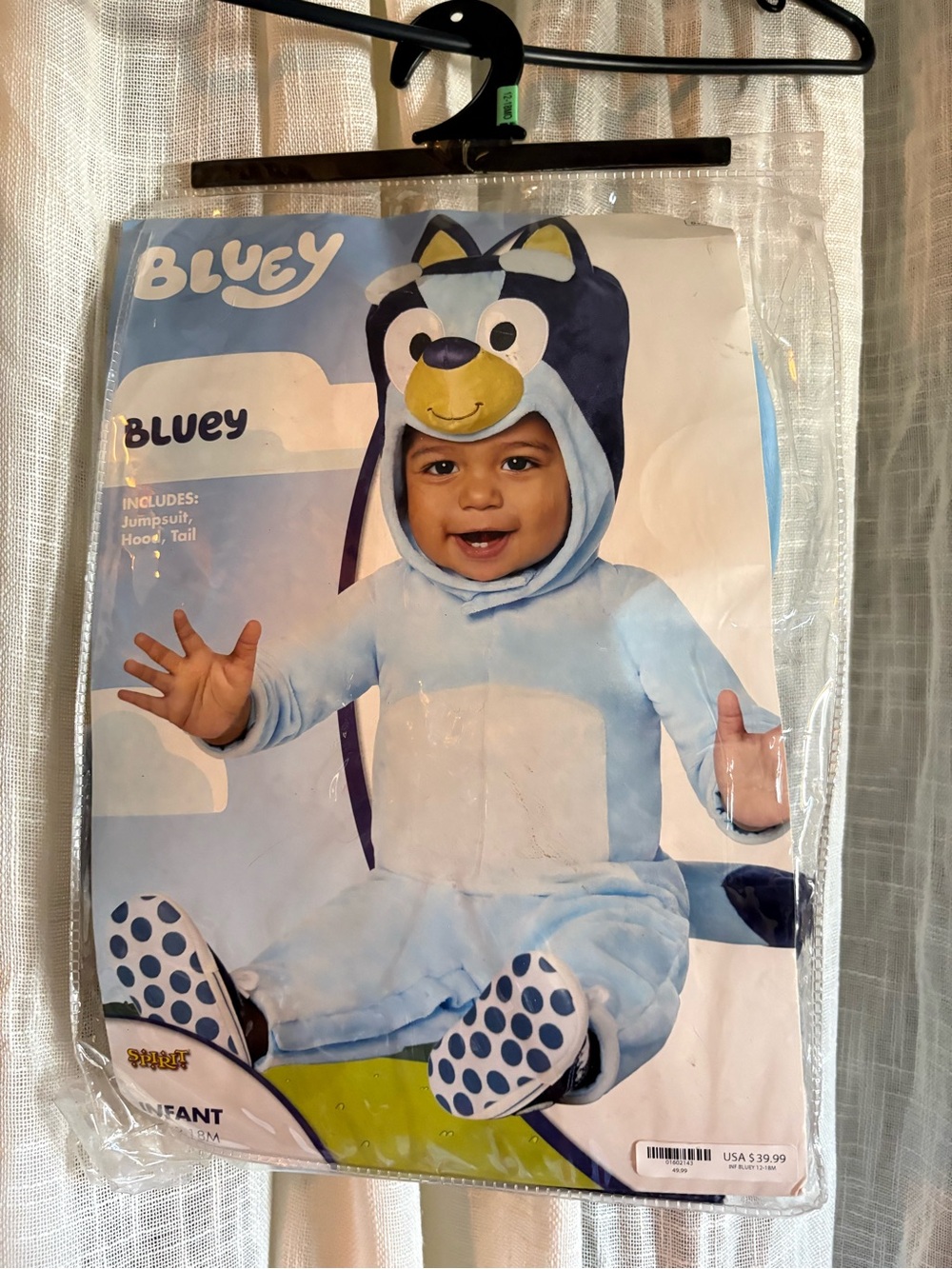 Sporto Bluey Light Blue Plush Infant Hooded Jumpsuit Costume by Sporto